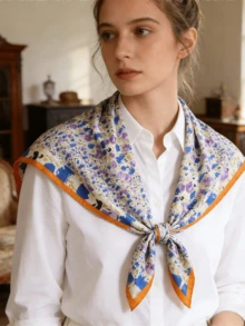 1pc New Classic Soft Warm Women's Square Scarf, Abstract Print High-End Versatile Shawl Scarf, Fashion Casual Sunscreen Headscarf Suitable For Travel And Beach - Multicolor - View 1