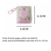 1个可爱女孩2英寸透明相册，心形钥匙扣挂件，证件卡夹，学生照片贴纸相册 - 大頭貼相冊 - 查看 9