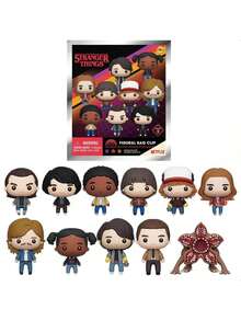 Netflix 1 Peça Caixa Surpresa Oficial Autorizada de Stranger Things, Pingente Ornamental 3D de Personagem, Inclui Eleven, Dustin, Demogorgon, Colecionáveis de Anime, Decoração de Mochila, Presente de Aniversário - Multicolorido - Visão 3
