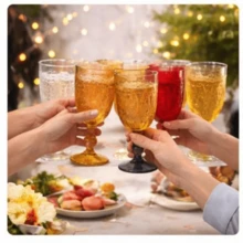 15/30 Pack 7oz Vintage Colorful Plastic Goblets, Reusable Wine, Champagne & Cocktail Cups, Shatterproof Multicolor Party Drinkware For Weddings, Celebrations & Events - 粉色 - 查看 3