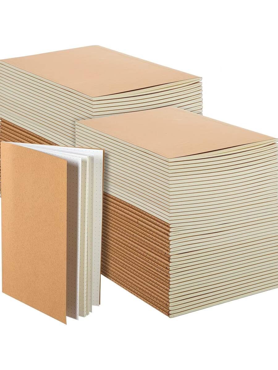 5.1 X 3.5 Inch Kraft Paper Notebook, 22 Pages, Blank Pages, Suitable For Sketching, Travel Journals And Office Supplies, Single Or 5-Pack Available, Back To School Season - Multicolor - View 1