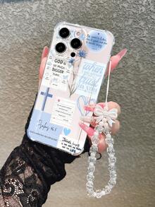 1pc New Arrival Hot-Selling Transparent Card Slot Religious Cross & Flower Pattern Phone Case Compatible With IPhone 17 Pro Max/17 Pro/17/16 Pro Max/17/16/16 Pro/16 Plus/15 Pro Max/15 Pro/15 Plus/15/14 Pro Max/14 Pro/14/13 Pro/13/12 Pro/12/11/XS/XS Max/8 Plus/7, Shockproof With Lanyard, Suitable As Birthday Gift, Girlfriend, Boyfriend, Valentine's Day, Holiday, Religious Or Personal Use - Multicolor - View 3