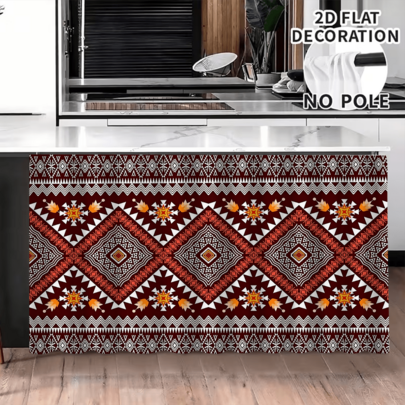 1pc Pattern Printed Tablecloth, Kitchen Small Curtain, Cabinet Curtain With Curtain Holes, Easy To Hang, 100% Polyester, Rectangular, Woven, Machine Washable, Kitchen Decor And Accessories, Suitable For Kitchen Cabinets And Home Decor