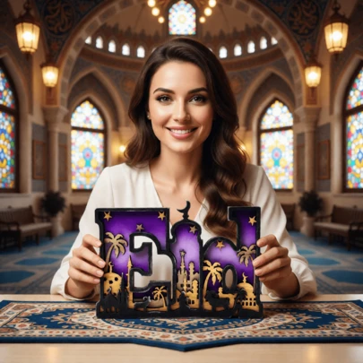 Wooden Decoration For Eid Mubarak: Ramadan Letter Ornament For Home | Islamic Table Decoration And Crafts