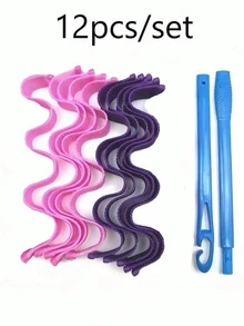 12pcs/Set, 25cm Water Wave Curling Iron, Braided Curl Wand, Wavy Texture Curler, Gift Tools, Curling Iron, No Heat Curler, Curling Wand, Salon & Travel Essential, Hairstyling Tools, Curling Tools, Ladies Date Night Essential, New Year, Friend, Mother, Valentine's Day, Birthday Gift - Multicolor - View 8