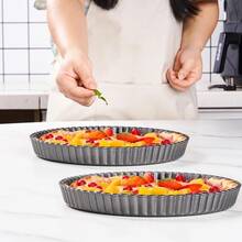 Tart Pans With Removable Bottom Non Stick Fluted Quiche Pans Cake Pans For Baking Pizza Fruit Mousse Christmas Dessert Round - Multicolor - View 6