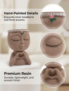 1 Chiếc Tượng Bán Thân Trang Trí - Bình Hoa & Giá Đựng Cọ Để Bàn Bằng Nhựa Cao Cấp Dành Cho Nữ | Trang Trí Phòng Thẩm Mỹ, Quà Tặng Độc Đáo Cho Nàng, Trang Trí Bàn Làm Việc, Trang Trí Nhà Phong Cách Cổ Điển, Trang Trí Phòng Màu Hồng, Trưng Bày Kệ - Cô gái trái tim mới - Xem 8