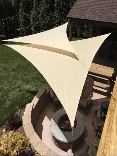 Toldo triangular impermeable de lona, bloquea el 95% de los rayos UV, adecuado para sombra de jardín, fiestas al aire libre, protección de balcón contra la lluvia, secado de ropa, sombreado solar, cobertura de plantas y cultivos, lona para acampar y talla grande. Transpirable.