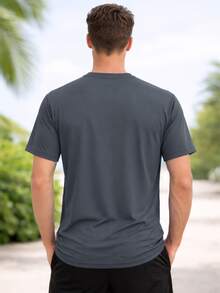 Men's Casual Dry Fit T-Shirt Gym Workout Fitness LISA - 深灰色 - 查看 2