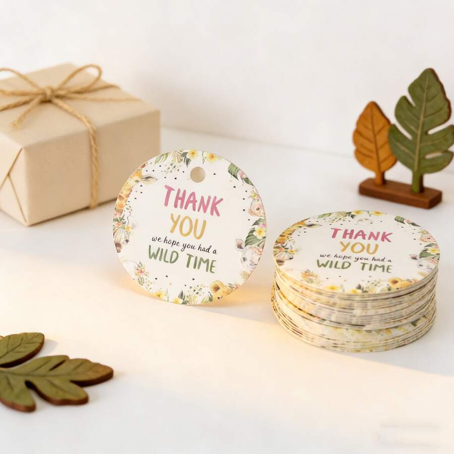 10/50/100Pcs The Thank-You Card Label With The Theme Of "Wild Time" Is Very Suitable For Use As A Party Gift Or Gift Packaging Label - Multicolor - View 1