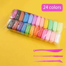 12 /24 Colors Lightweight Ultra Air Dry Polymer Clay - Non-Sticky And Odorless Baked Molding Compound, 12 Bright And 12 Pastel Colors For Kids Home Craft Activity Toys, DIY Creative Art Materials, Fun Designs - đất sét - Xem 12