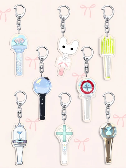 1个亚克力K-Pop应援棒钥匙扣 | 迷你粉丝应援棒钥匙扣 | B/T/S SEVEN-TEEN/StrayK-Ids/TWICE/A-TEEZ/SHINee/TXT/ 收藏礼物 | 送给K-Pop粉丝的完美礼物，便携式收藏品，K-Pop应援棒钥匙扣，礼物，MOA钥匙扣，Carat周边，Stay饰品，TWICE ONCE礼物，应援棒，K-Pop钥匙扣，ARMY收藏品，迷你K-Pop应援棒