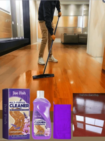 JUE FISH 1pc/2pcs Multi-Purpose Floor Cleaner, Multi-Effect Floor Degreaser And Cleaner, Household Cleaner, Strong Degreasing, Cleaning, Whitening And Care, Makes Floors Shine Like New And Emit Alluring Fragrance, Cleans And Polishes Wooden Floors, Creates A Pure And Comfortable Home Environment, Removes Dirt And Makes The Surface Smooth.