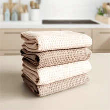 4pcs Modern Wavy Woven Dishcloth Set, Hand Wash Only, Square Kitchen Towels With Hanging Loop, Solid Color, Highly Absorbent , Suitable For Dishes And Countertops - Multicolor - View 11