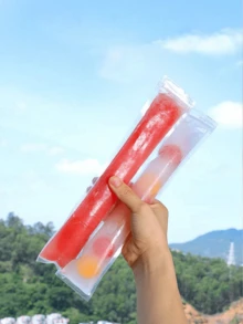 100个一次性自封冰棒模具袋，冷冻袋，适用于自制冷冻食品，如果泥、果汁、酸奶、冰棒、冰沙等，适合夏季派对、野餐、海滩、露营、户外活动、儿童零食、厨房用品。 - 彩色 - 查看 5