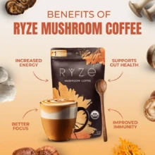 RYZESUPERFOODSMushroom Medium Roast Coffee Starter Kit, USDA Organic Instant Coffee With 6 Adaptogenic Mushrooms And For Energy, Focus, Digestion, Immunity With Lions Mane & Turkey Tail 30 Serving Vitamins Supplements Chlorophyll Creatina Monohidratada Vitamins Probiotics For Women Protein Powder Quick Ship Items  Creatina Colageno - 30 Servings - View 2
