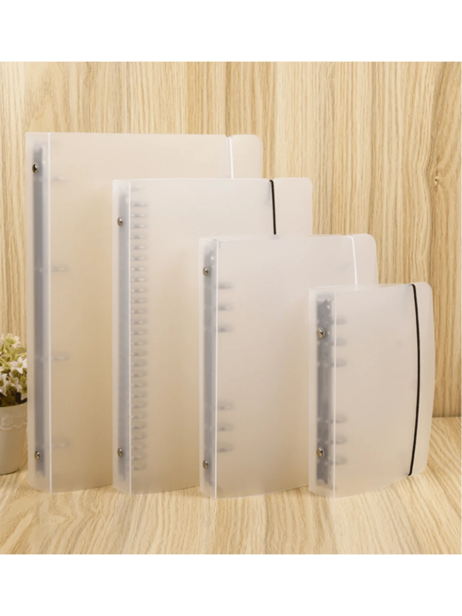 A5/A6/A7 6-Ring Semi-Transparent Matte PP Material File Folder, B5 9-Ring Loose Leaf Binder Cover, A4 4-Ring Sticker Notebook Cover, Material Storage Shell, Suitable For Home, Office And School - Single Piece - View 1