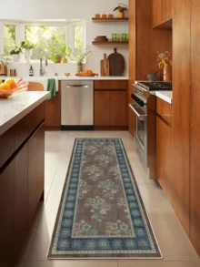 1 buah Karpet/Permadani/Keset Kamar Mandi/Keset Pintu/Permadani Panjang Bergaya Persia Vintage - Pola Bunga Klasik Bohemian Retro, Cocok untuk Kamar Mandi, Dapur, Pintu Masuk, Lorong, Samping Tempat Tidur, Ruang Tamu, Kamar Tidur, Lembut & Dapat Dicuci, Dekorasi Rumah - MultiWarna - View 5