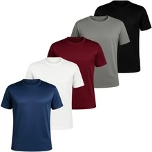 Kit Of 5 Men's Dry Fit T-Shirts For Gym, Workout, Plain, Summer, Slim Fit - 彩色 - 查看 2