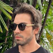 Lightweight Unisex Round Polarized Sunglasses, High Quality With UV400 Protection, Casual, Sporty, Versatile. - Matte Black Cowrie Shells - View 2
