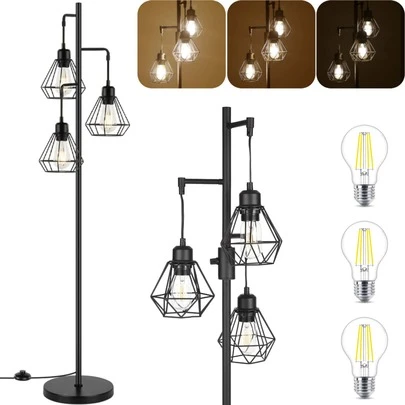 173cm Lampara Led De Pie Con E26 3 Bombillas 6 W Brillo Adjustable Para Dormitorio Oficina Y Estudio