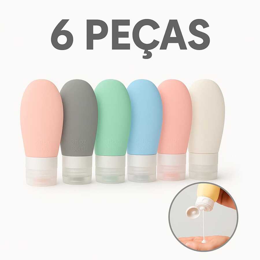 Set Of 6 Travel Bottles For Shampoo, Cream, Liquid Soap, Portable Plastic Liquid Dispensers, 70ml - 6 件 - 查看 1