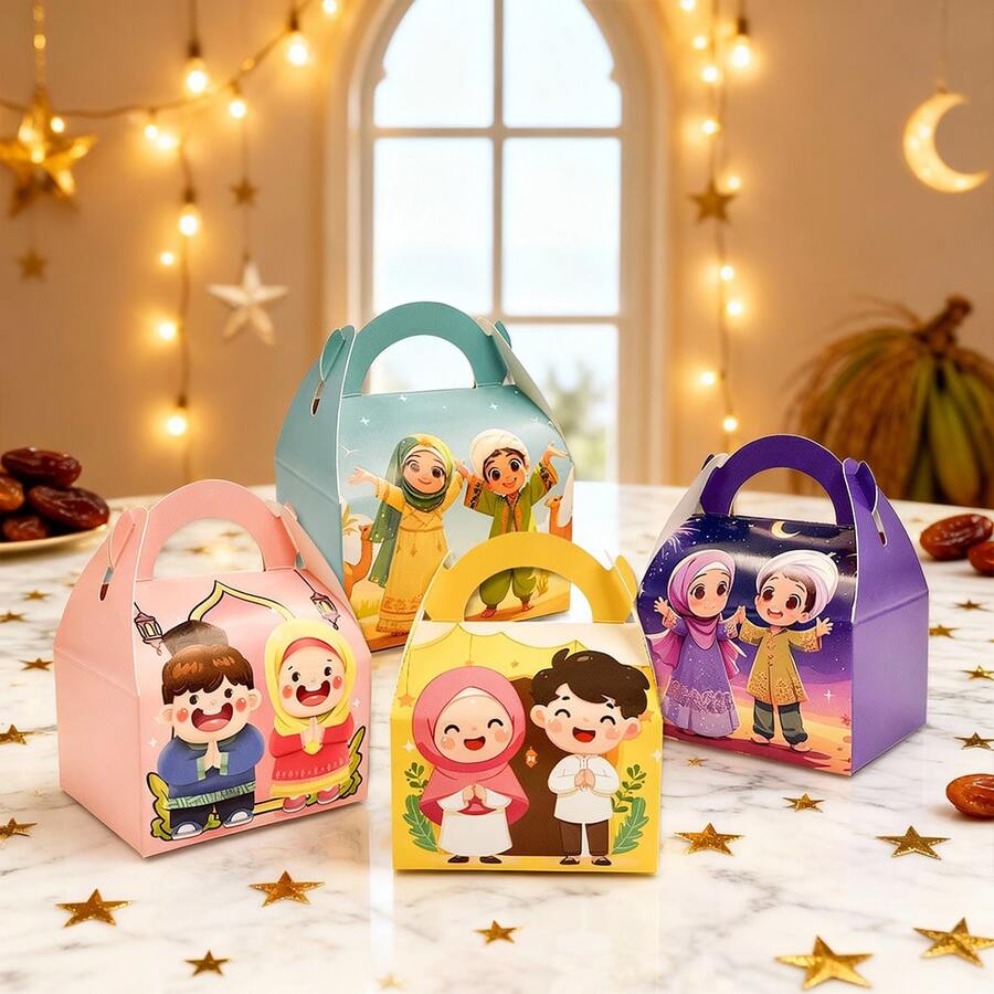 24pcs Festival Children's Cartoon Character Festival Gift Boxes, Festival Gift Boxes For Festivals, Suitable For Festival Party, Gift Boxes, Souvenirs And Festival Children's Cookie & Candy Packaging - Multicolor - View 1