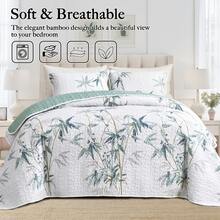 2/3pcs Bamboo Bedspread Set (Bedspread*1, Pillowcase*1/2, Pillow Insert Not Included), Fashion Printed Design, Elegant, Breathable & Comfortable, Soft, Suitable For Bedroom, Hotel, Guest Room, Bedding Set, All Season - White - View 2