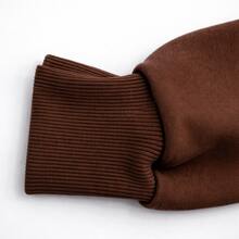 Men's Crew Neck Fleece Sweatshirt, Thick Winter Coat, Cotton - 鏽棕色 - 查看 4