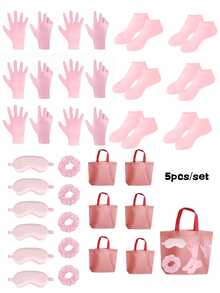 硅胶防护保湿袜手套套装，柔软硅胶脚套，发圈和包装袋，适用于水疗主题生日派对、万圣节、圣诞节活动和派对用品，涵盖圣诞节、新年、情人节和其他节日派对需求。 - 彩色 - 查看 2