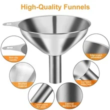 3pcs Stainless Steel Funnel Set, Large/Medium/Small, Mini Kitchen Funnels For Transferring Oils, Liquids, Filling Bottles, Cooking - Multicolor - View 3