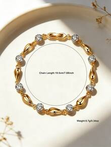 1pc Women's Luxury Zirconia Encrusted Round Teardrop Bracelet, Suitable For Daily Wear, Parties, Romantic Dates, Gift Giving And Other Occasions - Water Drop - View 5