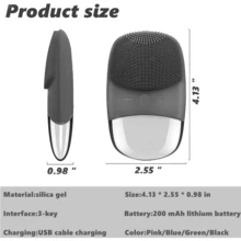 Electric Facial Cleanser - USB Rechargeable Silicone Facial Scrub, Waterproof Facial Massager, Three In One Deep Facial Cleaning Brush, Blackhead Remover, Exfoliating Agent (Pink, Gray, Black) - màu đen - Xem 3