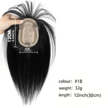 Hairpin Style With Bangs For Women, Human Hair, 8x12 Mesh Bottom, 30g, Natural Seamless Lightweight, Extra Volume To Replace Patches - Natural Black - View 7