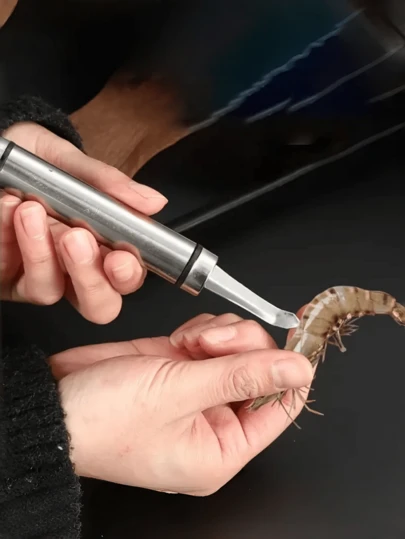 1pc Shrimp Shell Remover, Shrimp Peel Tool, Large Shrimp Deveiner, Shrimp Brain Scraper, Stainless Steel Lychee Meat Picker