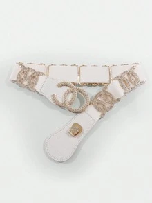 1pc Women's Crystal Embellished Elastic Waist Belt, Fashion Versatile Waist Cincher Suitable For Dresses - A - View 7