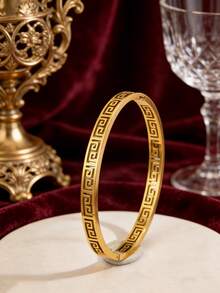 3 piezas - Pulseras exquisitas y resistentes a la decoloración chapadas en oro. Hechas de acero inoxidable resistente a los arañazos, estas pulseras incorporan múltiples elementos para superponerlas, creando estilos refinados que realzan tu tez y elevan tu apariencia general. - Dorado - Ver 7