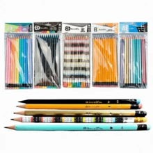Lápices HB de madera de color macaron baratos al por mayor (paquete de 12) con borrador, lápices de dibujo y bocetos. - Multicolor - Ver 12