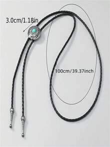 1pc Unisex Celtic Pattern Turquoise Pendant Bolo Tie, Texas Style American Western Cowboy Metal Bolo Tie - Multicolor - View 6