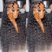 bling hair 42 Inch Pre Plucked 13x6 Jerry Curly Lace Front Human Hair Wigs Wear And Go Deep Wave Human Hair Lace Front Glueless Wigs Human Hair For Women 200% Density Deep Curly Lace Front Wigs Human Hair Pre Plucked With Baby Hair 13x6 13x4 4x4 Lace Front Wigs Human Hair Wigs Everyday Party Use Needed Long Black Wig Versatile Hairpiece Sleek Hairstyle Realistic Hairpiece Beauty Accessory Beginner Friendly For Sports, Vacation, Halloween, Christmas, Festivals, Proms, Outdoor, Cosplay, Campus, School, Beach, Wedding, Camping, Holiday, Summer Outfits, Charming, Elegant, Casual, Y2K Fashion, SS25 Styles, For Daily Use - Natural Black - Xem 5