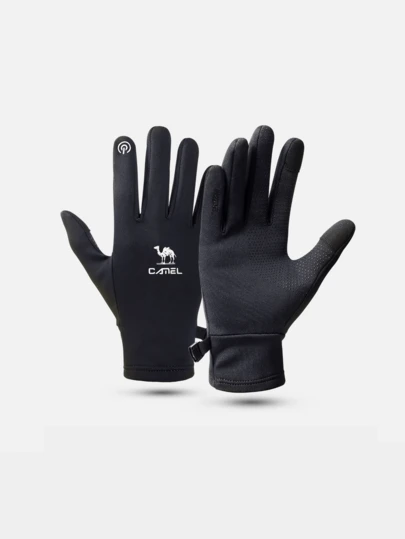CAMEL CROWN Guantes deportivos de running a prueba de viento con forro polar cálido, antideslizantes y con absorción de impactos para ciclismo