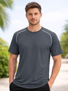 Men's Casual Dry Fit T-Shirt Gym Workout Fitness LISA - 深灰色 - 查看 1