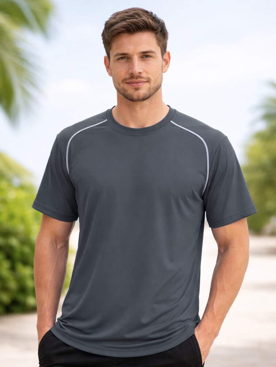 Men's Casual Dry Fit T-Shirt Gym Workout Fitness LISA - 深灰色 - 查看 1