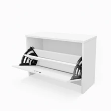 White Shoe Rack With 1 Door – Modern Design, Handleless, For Bedroom - White - View 5
