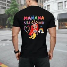 Singer Carol G Men's And Women's Short Sleeve Sportswear, Multicolor Morning Sera Bonito Printed T-Shirt, Y2K Hoodie, Men's Clothing, Summer Graphic T-Shirts For Men, Black Graphic T-Shirt, Funny T-Shirt - Back - View 3