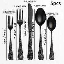Bộ dao nĩa thép không gỉ khắc hoa văn cổ điển 5/20/40 món - Bộ đồ ăn nhà bếp cao cấp, thời trang và thanh lịch - Bao gồm dao, nĩa, thìa, nĩa và thìa tráng miệng - An toàn với máy rửa chén, bền chắc, đánh bóng như gương - Bộ đồ ăn sang trọng thích hợp làm quà tặng tân gia, đám cưới, tiệc Giáng sinh, bữa ăn gia đình, trang trí nhà bếp, sử dụng hàng ngày. - Vàng - Xem 4