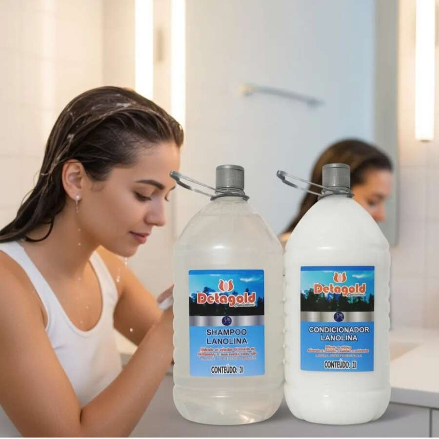 Detagold Professional Lanolin Shampoo + Conditioner KIT 2 Liters - White - View 1