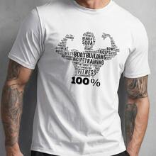 Camiseta masculina de algodão de manga curta com estampa motivacional de fisiculturistas. Camiseta casual. - Branco - Visão 6