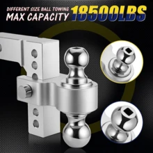 2" Receiver 6" Drop/Rise Adjustable Tow Hitch Dual Ball Mount Trailer 18500 Lb - Silver - View 6
