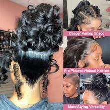 NARNI 360 Full Lace Wig Body Wave Human Hair Wigs Invisible Drawstring Wig Human Hair Pre Plucked Brazilian Glueless Human Hair Wigs 250 Density 100% Brazilian 13x4 Body Wave Lace Front Wigs Human Hair For Women Natural Black Color - Natural Black - 查看 10